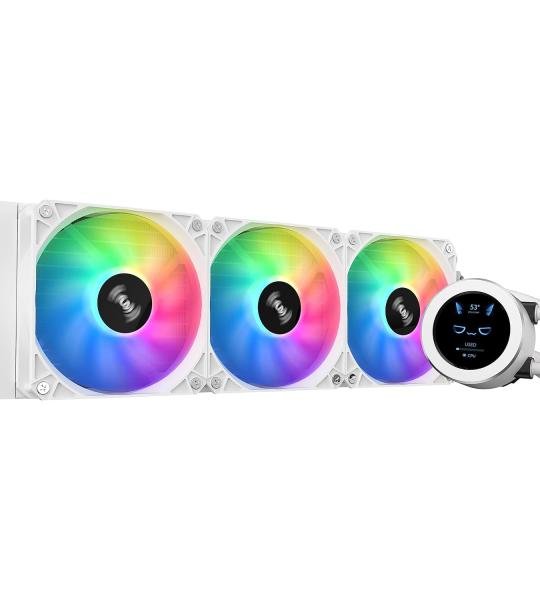 SAMA SM360 PRO AIO 360mm Liquid Cooler 2.8 inch Screen LCD Display CPU Cooler_WHITE