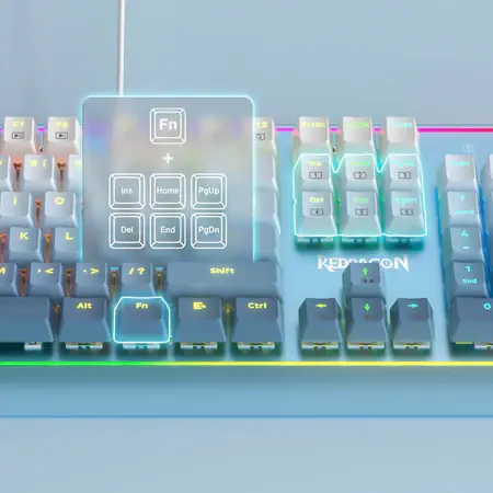 Redragon K654 RGB Gaming Keyboard, 104 Keys Wired Mechanical Keyboard w/Weighted Aluminum Frame