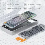 Redragon K652 75% Wireless RGB Mechanical Keyboard, Bluetooth/2.4Ghz/Wired Tri-Mode 84 Keys Ultra-Thin Gaming Keyboard w/Aluminum